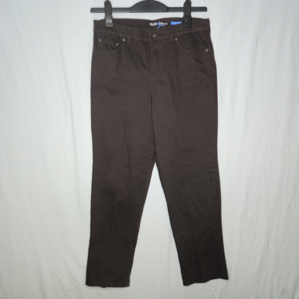 Style & Co. Ladies Easyfit Brown Denim Pants Zipper Front Size 6P